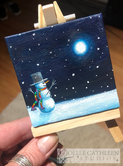 FROSTY ~ Miniature Snowman Painting. Custom Order Today.