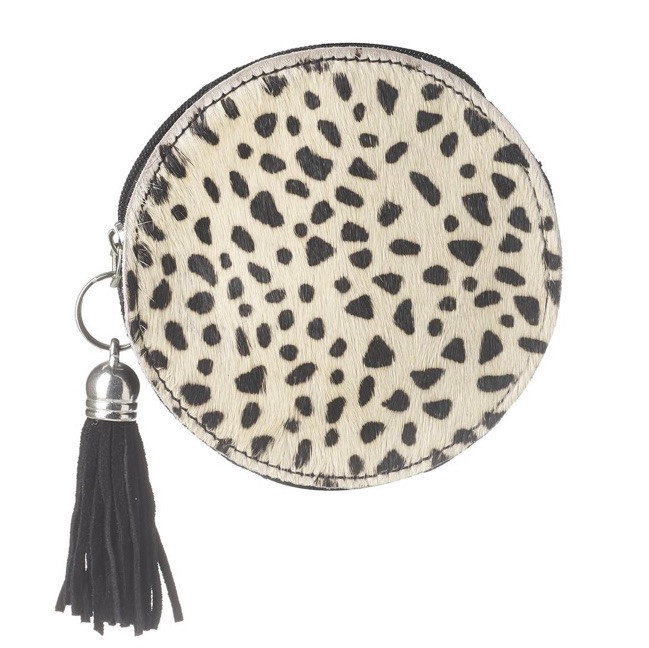 Cheetah Leather Coin Purse with Tassel