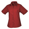 Ladies Short Sleeve Poplin Blouse Burgundy