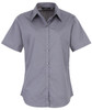 Ladies Short Sleeve Poplin Blouse Steel