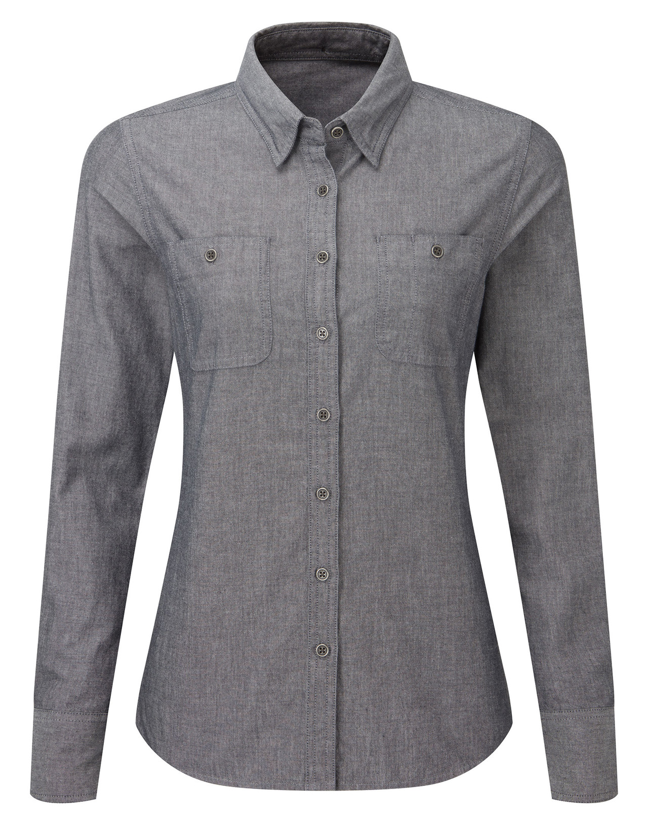 Premier Ladies Organic Fairtrade Long Sleeve Chambray Shirt