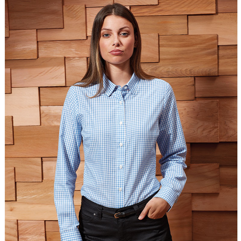 Premier Ladies Maxton Check Long Sleeve Shirt - PR352 - Direct