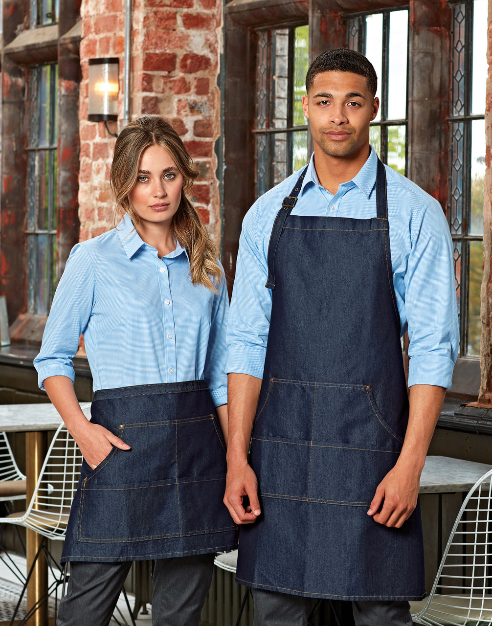 Denim Bib Apron with pockets - Personalised with your Logo