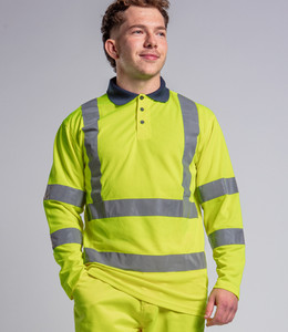 Pro RTX High Visibility Long Sleeve Polo Shirt - RX715 - Yellow Front Pro RTX High Visibility Long Sleeve Polo Shirt - RX715 - Yellow Front