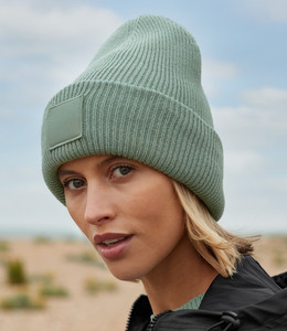 Beechfield Deep Cuff Tonal Patch Beanie - BB336R Beechfield Deep Cuff Tonal Patch Beanie - BB336R