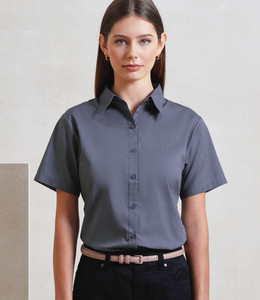 Ladies Short Sleeve Poplin Blouse - Premier PR302 Ladies Short Sleeve Poplin Blouse - Premier PR302