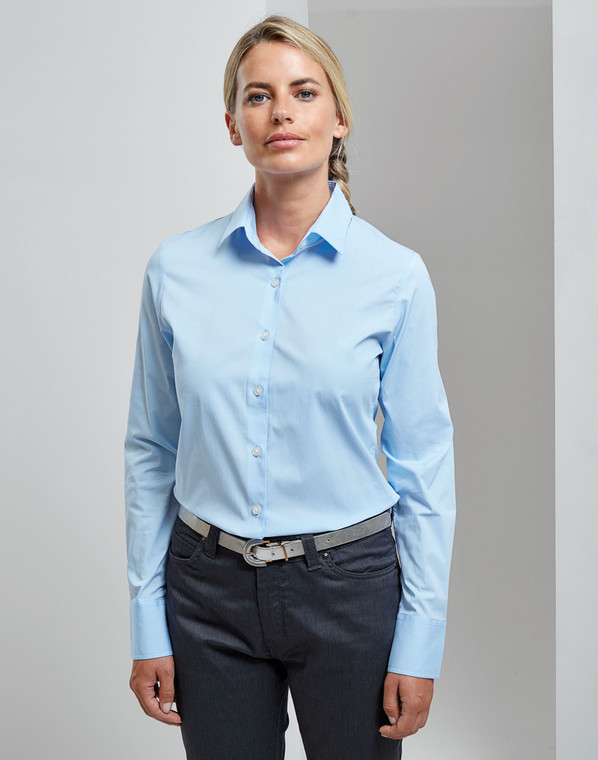 Premier Ladies Long Sleeve Stretch Fit Poplin Shirt - PR344