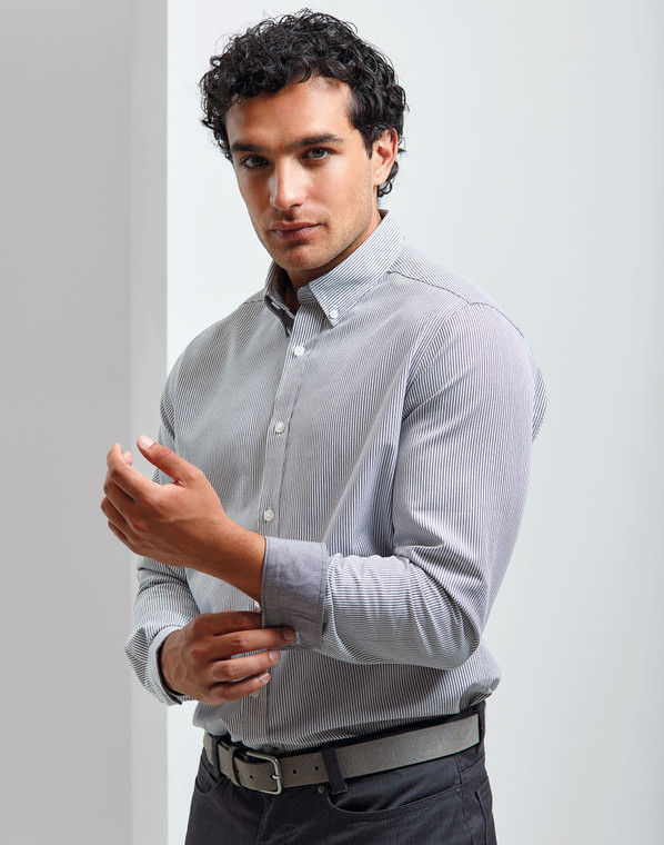 Premier Long Sleeve Striped Oxford Shirt - PR238