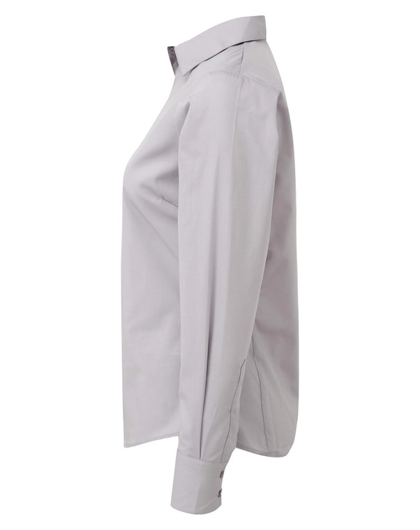 Ladies Long Sleeve Poplin Blouse - Premier PR300 Natural Size 8 - 2 LEFT