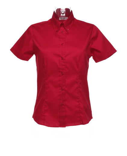 Kustom Kit Short Sleeve Oxford Blouse Red