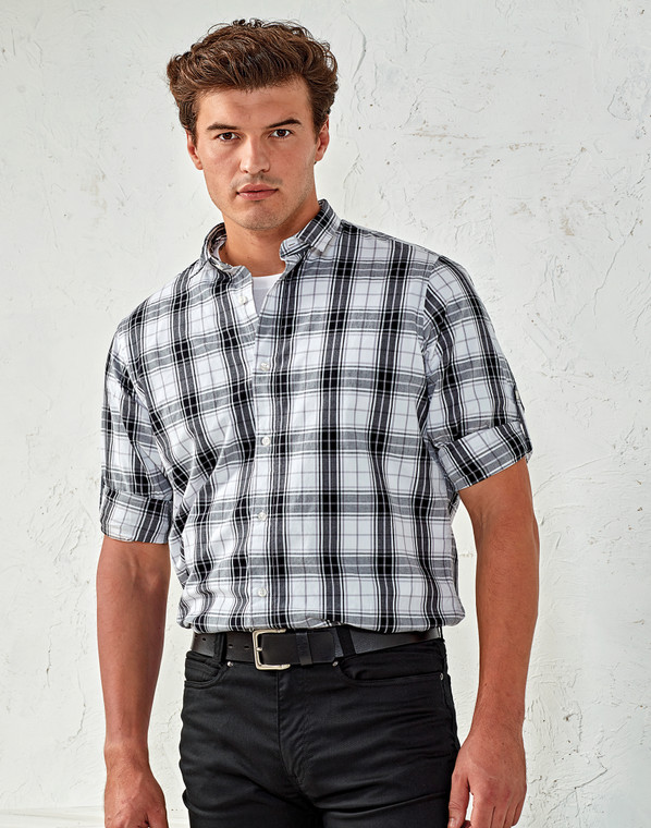 Premier Ginmill Check Long Sleeve Shirt Black / White - PR254