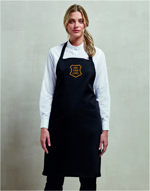 Embroidered bib apron with company logo