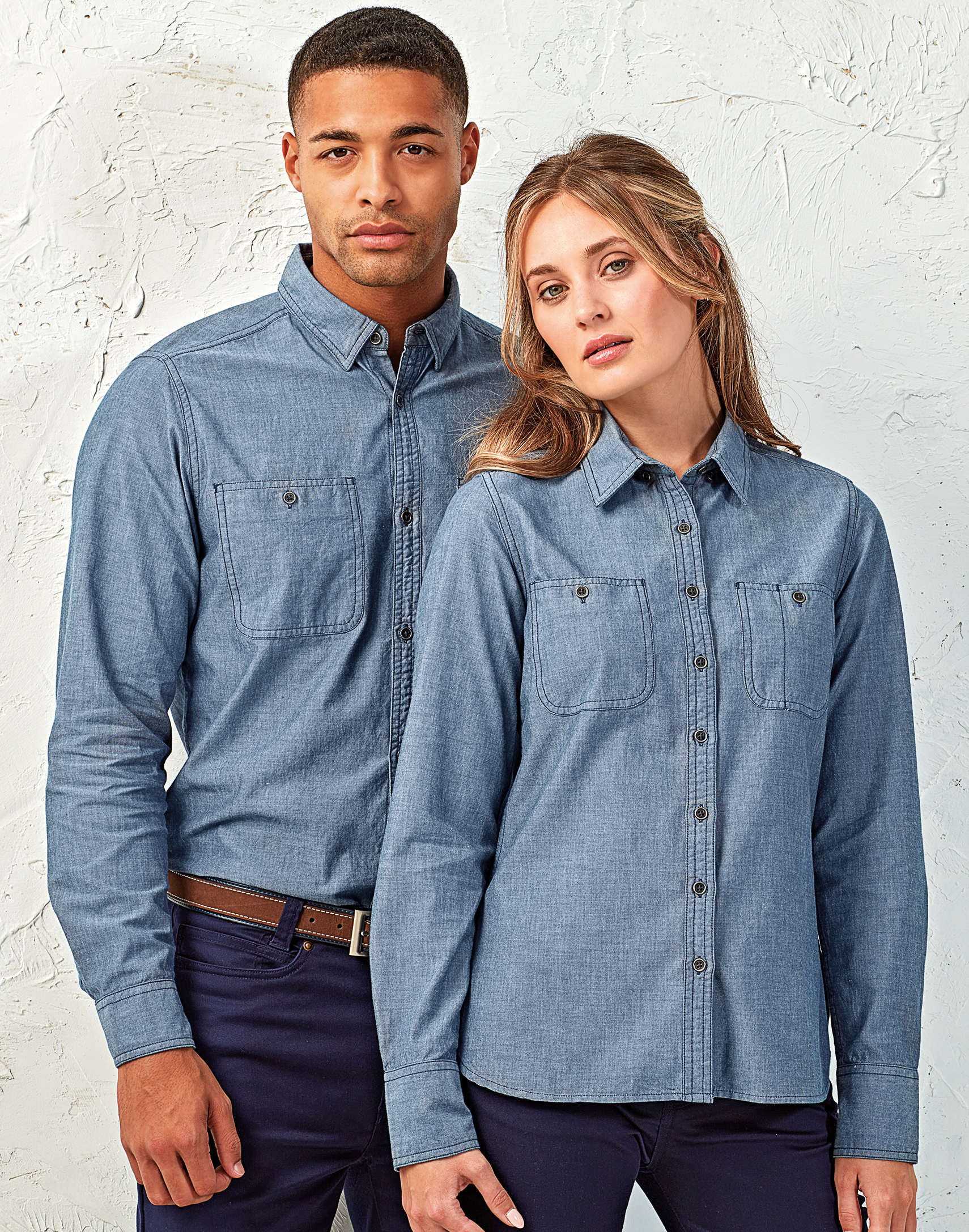 Premier Ladies Organic Fairtrade Long Sleeve Chambray Shirt