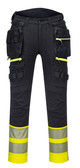  Portwest DX4™ Hi-Vis Detachable Holster Pocket Class 1 Trousers Yellow/Black DX445