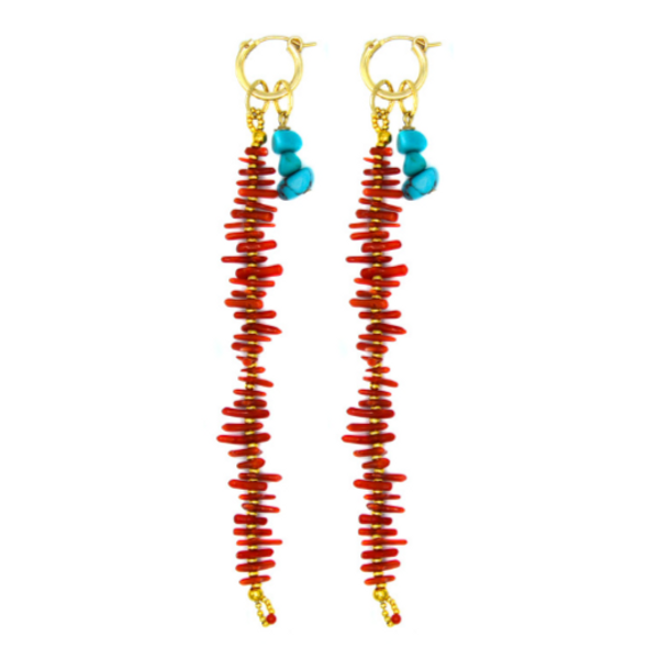 Coral Me Crazy Huggie Earrings in Red