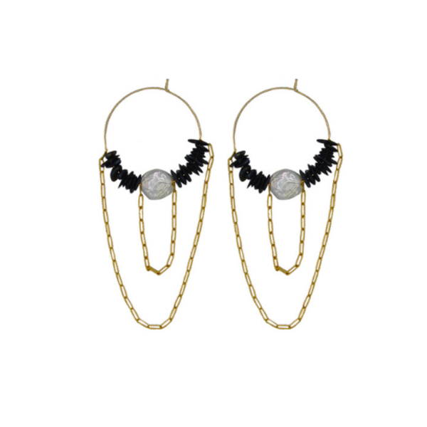 Off The Grid In Black Coral Hoop Earrings