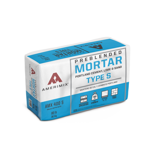 AMX 400 Series - Portland-Lime Mortar Mix - Type S 80lb Gray AMX 400 Series - Portland-Lime Mortar Mix - Type S 80lb Gray