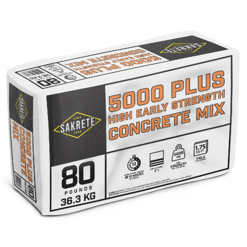 5000+ High Early Strength Concrete Mix 80lb Gray 5000+ High Early Strength Concrete Mix 80lb Gray