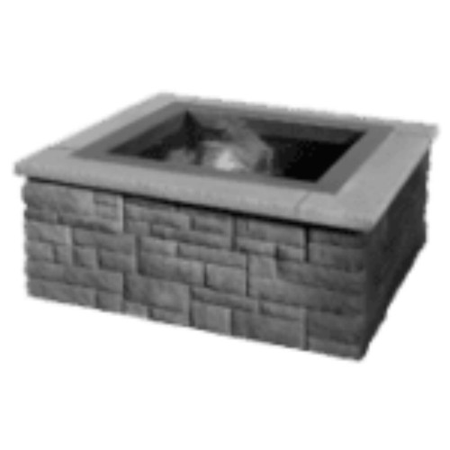 Cast Stone Wall Cut Stone Square Firepit Kit 3pc