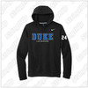 Duke Nike Club Fleece Sleeve Swoosh Pullover Hoodie - Black 