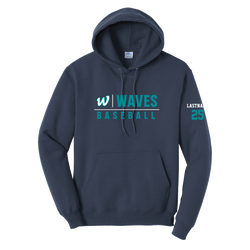 Waves Baseball Adult & Youth Port & Co. Fleece Hooded Pullover - Navy