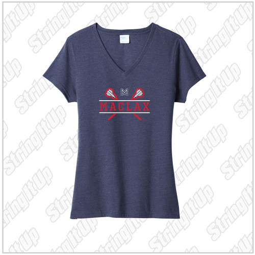 MacLax Port & Company ® Ladies Fan Favorite ™ Blend V-Neck Tee - Navy Heather