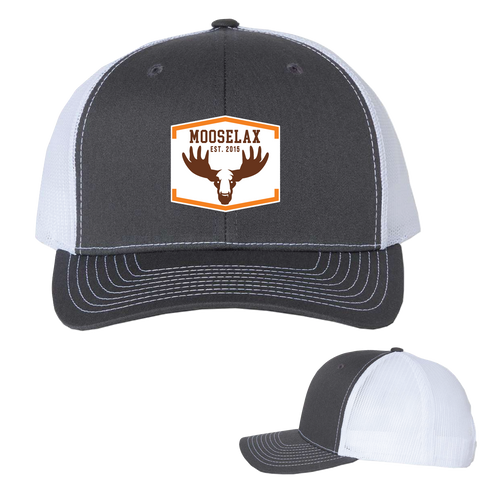 NEW!! MooseLax Snapback Trucker w/PVC Patch Logo Charcoal