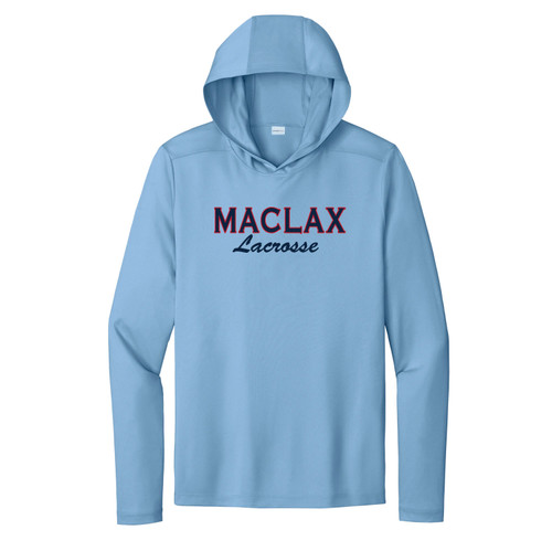 Maclax Sport-Tek® Posi-UV® Pro Long Sleeve Hoodie in Light Blue