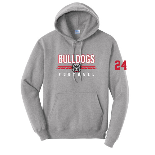 New!! Bulldogs Football Port & Company®  Hooded Sweatshirt Adult & Youth - Grey