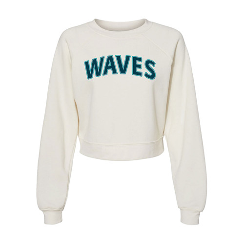 Waves Baseball BELLA+CANVAS® Women’s Raglan Pullover Sponge Fleece - Vintage White