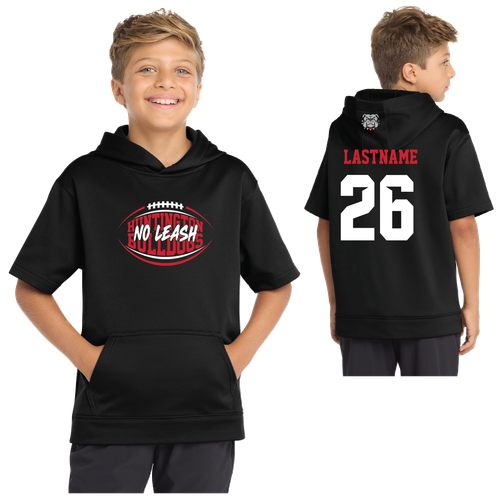 **New**  Bulldogs Football - Sport-Tek - Adult & Youth Sport-Wick Fleece Short Sleeve Hooded Pullover - Black