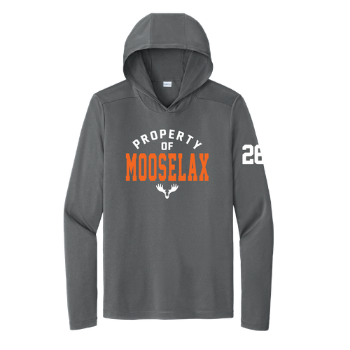 MooseLax Sport-Tek® Posi-UV® Pro Long Sleeve Hoodie in Dark Charcoal