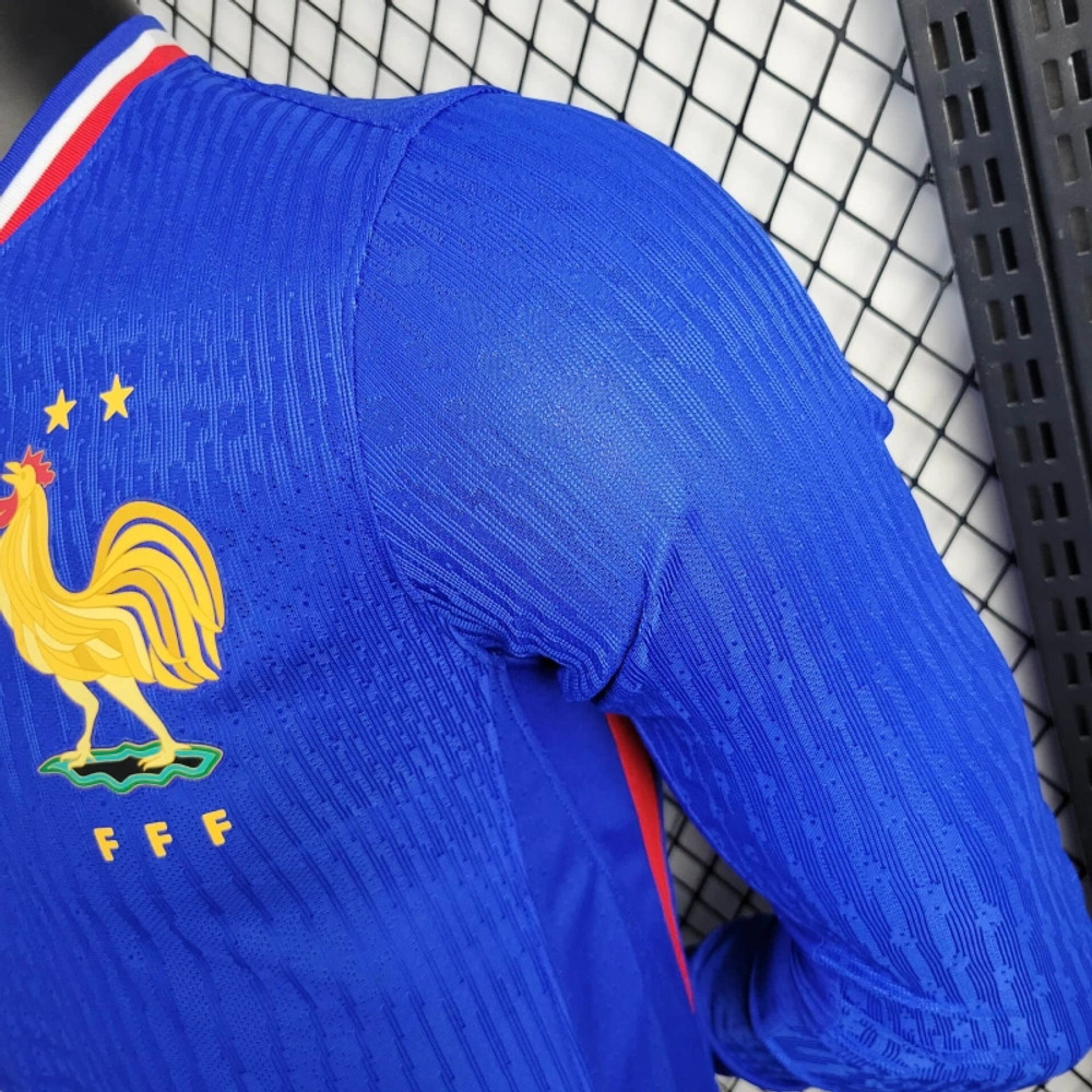 Long Sleeve France Euro Home Player Version 2024 Jersey