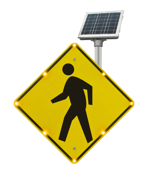 BlinkerSign® Flashing LED Pedestrian Crossing (Symbol) Sign W11-2