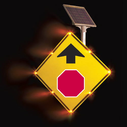 BlinkerSign® Flashing LED Stop Ahead (Symbol) Sign W3-1