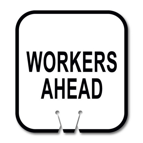 Cone and Delineator Workers Ahead White Sign