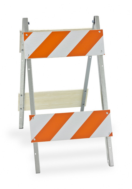 Type I & Type II Barricades with Wood Panels & Galv. Steel Legs