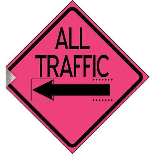 Roll-up Signface ALL TRAFFIC sign with directional arrow patch