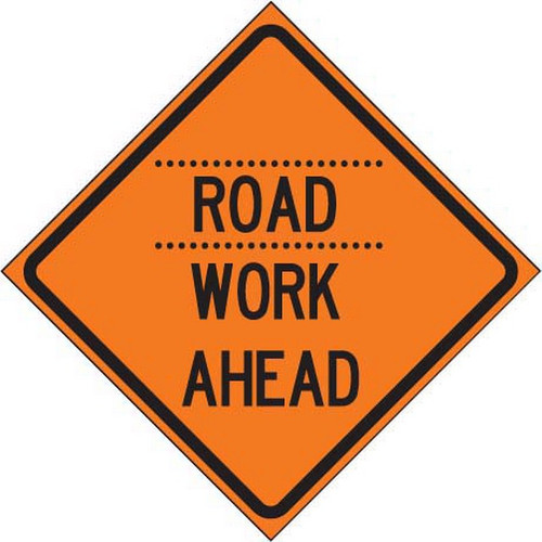 Changeable Roll-up Signface, ROAD WORK AHEAD Sign
