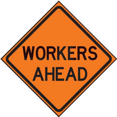 Roll-up Signface WORKERS AHEAD Sign