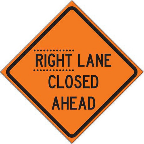 Changeable Roll-up Signface RIGHT LANE CLOSED AHEAD Sign