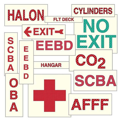 Shipboard Markings on Photoluminescent Sheeting OBA Canister