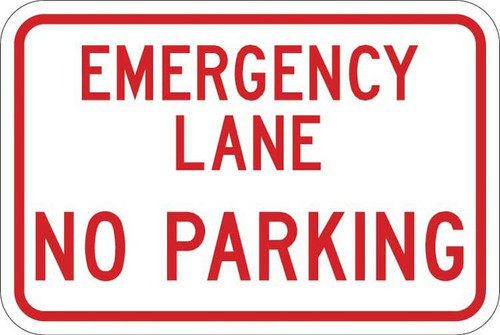 EMERGENCY LANE NO PARKING Sign (RT-18)