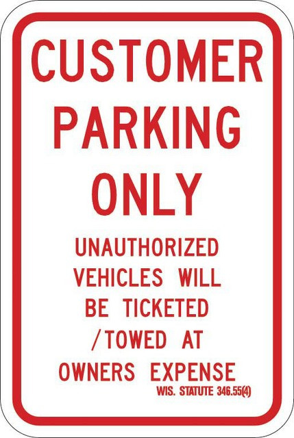 CUSTOMER PARKING ONLY with WIS STATUTE 346.55(4) Sign (RT-4)