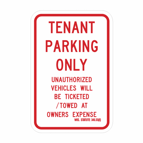 TENANT PARKING ONLY with WIS STATUTE 346.55(4) Sign (RT-5)