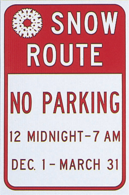 Corrugated Plastic Snow Route Sign