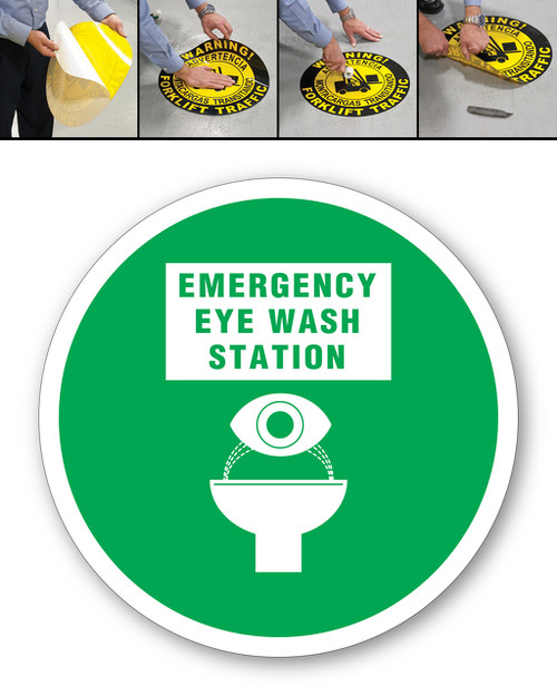 EMERGENCY EYE WASH STATION - DURAMarker® Ultra: Full-Color, Indoor Floor Signage