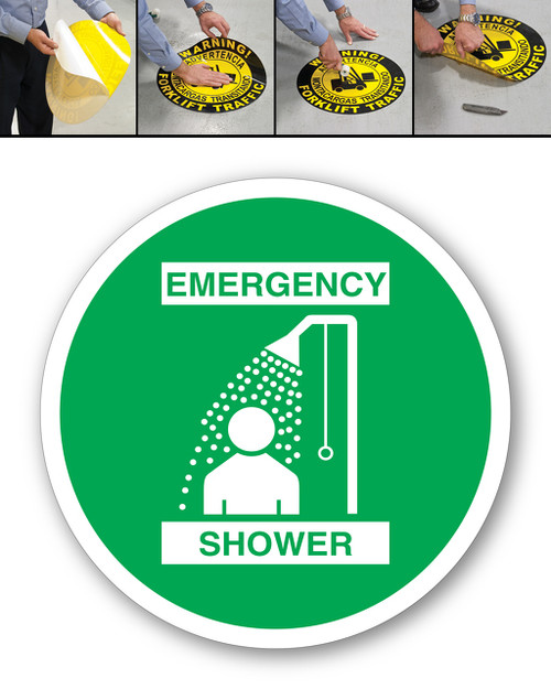 EMERGENCY SHOWER - DURAMarker Grip®: Full-Color, In & Outdoor Floor Signage