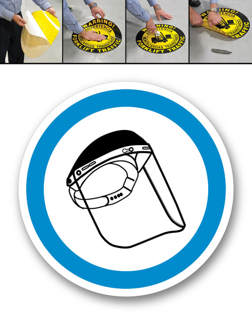 Face Shield Symbol - DURAMarker® Ultra: Full-Color, Indoor Floor Signage
