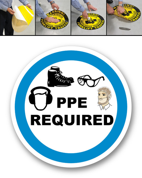 PPE REQUIRED - DURAMarker® Ultra: Full-Color, Indoor Floor Signage